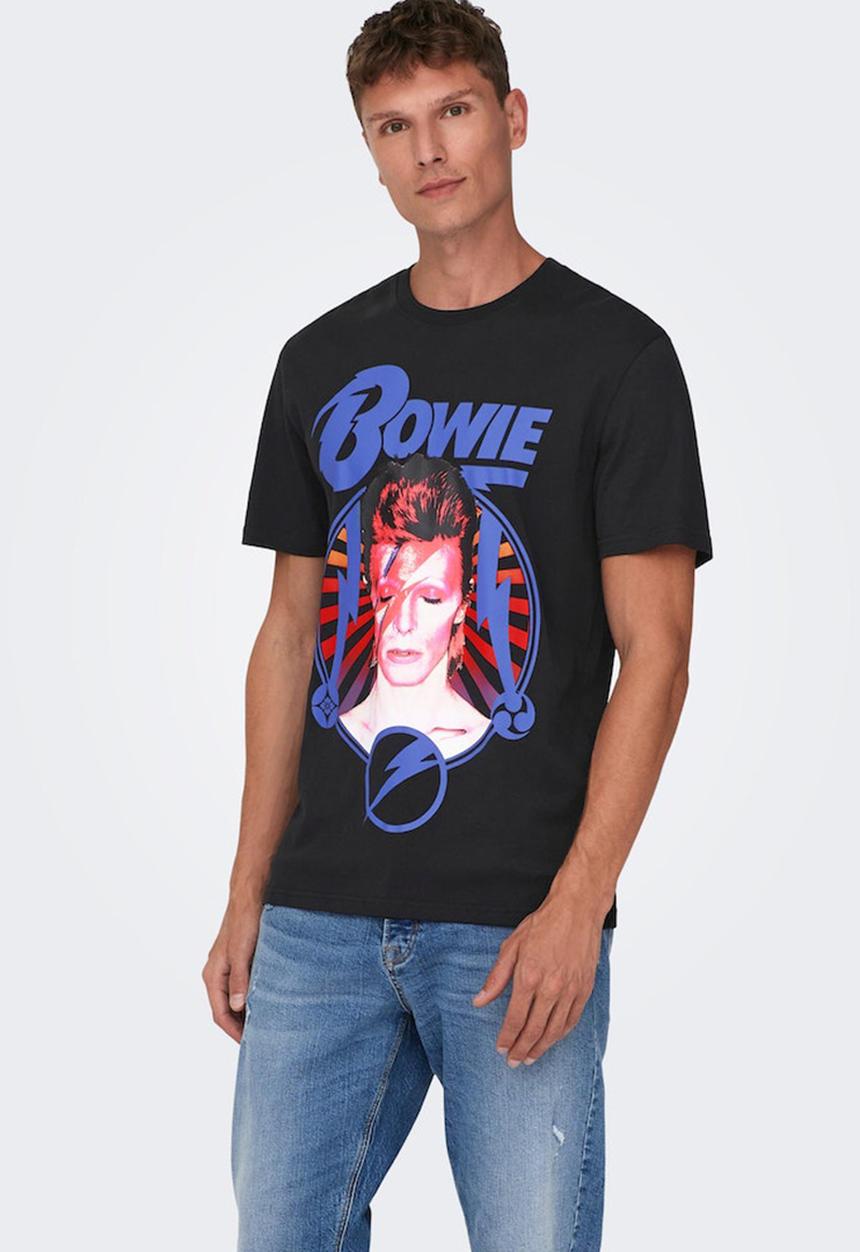 Only & Sons - Onsdavid bowie reg short sleeve tee - black 