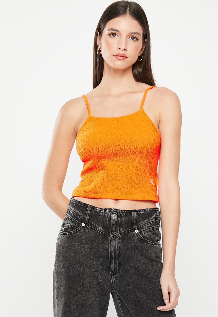 Calvin Klein - Slub rib strappy top - vibrant orange