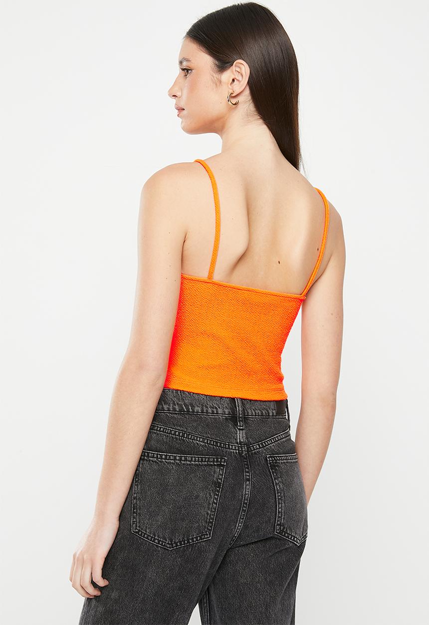 Calvin Klein - Slub rib strappy top - vibrant orange