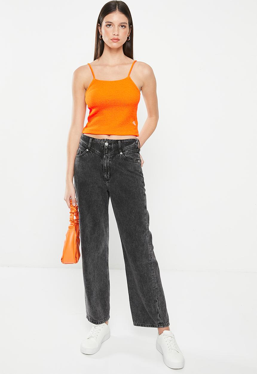 Calvin Klein - Slub rib strappy top - vibrant orange