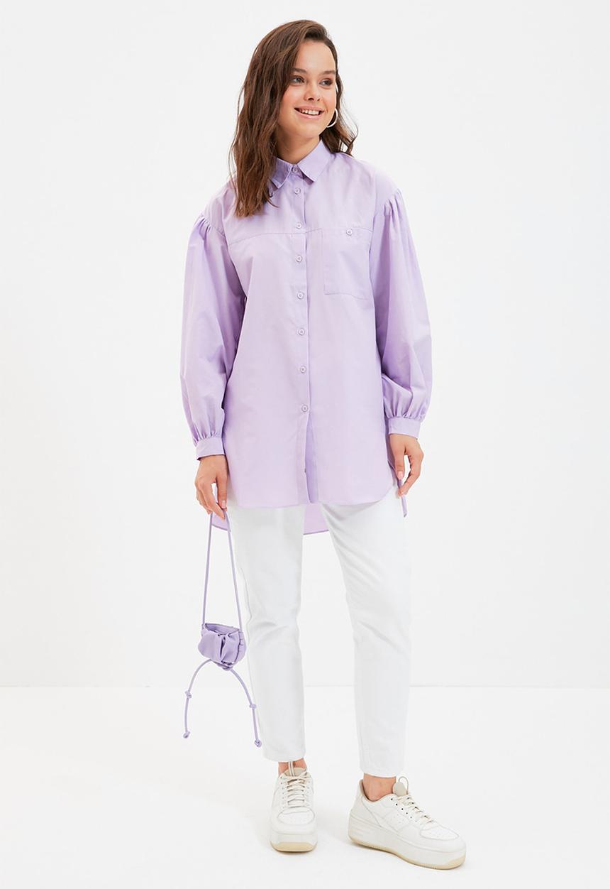 Trendyol - Modest balloon sleeve shirt - lilac