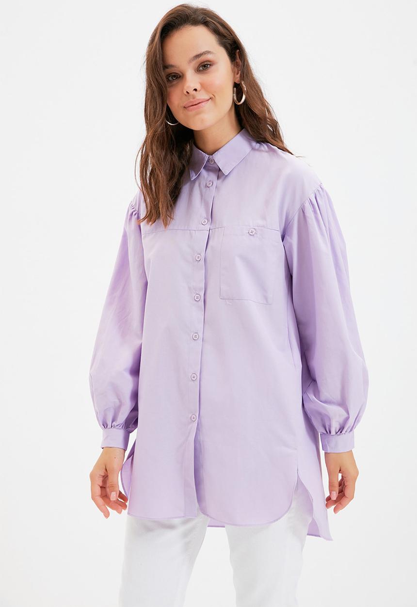 Trendyol - Modest balloon sleeve shirt - lilac
