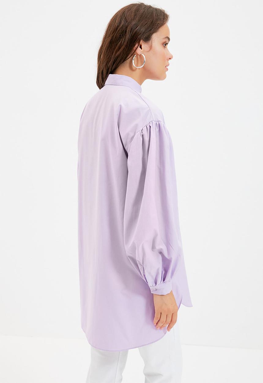Trendyol - Modest balloon sleeve shirt - lilac