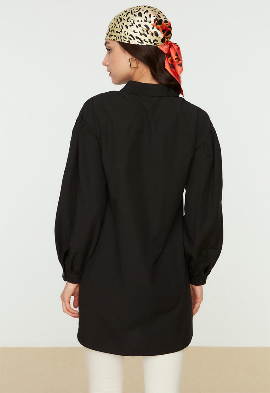 Trendyol - Modest balloon sleeve shirt - black