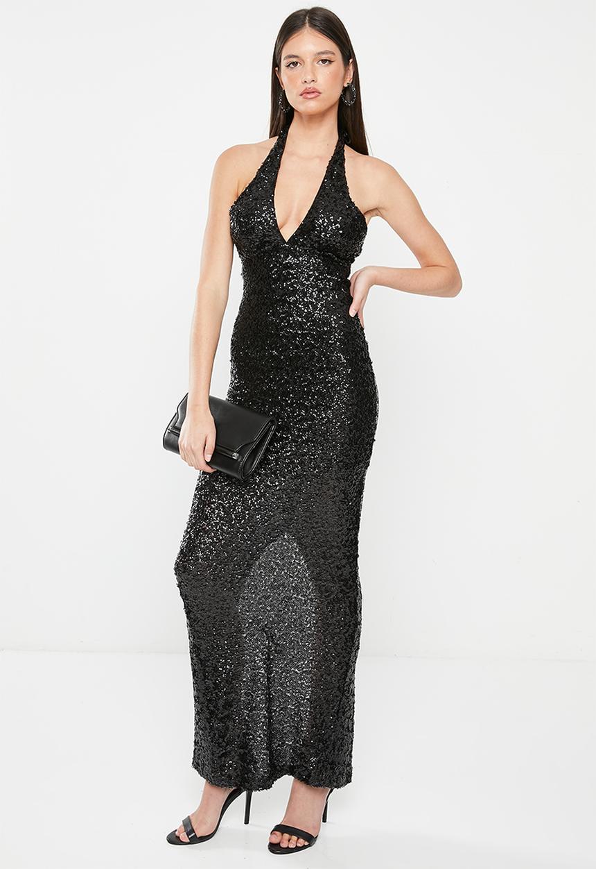 SISSY BOY - Halter sequin dress - black
