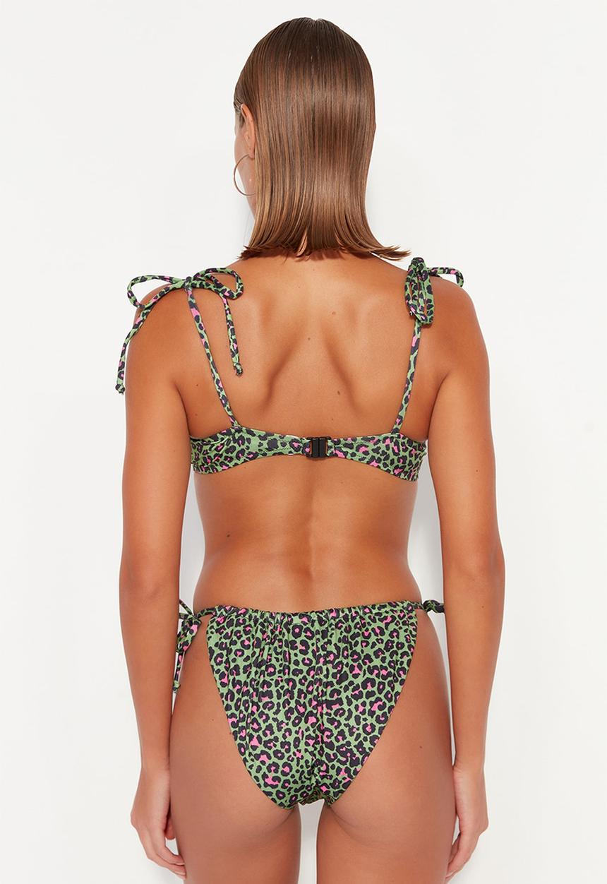 Trendyol - Animal print bikini set - green multi