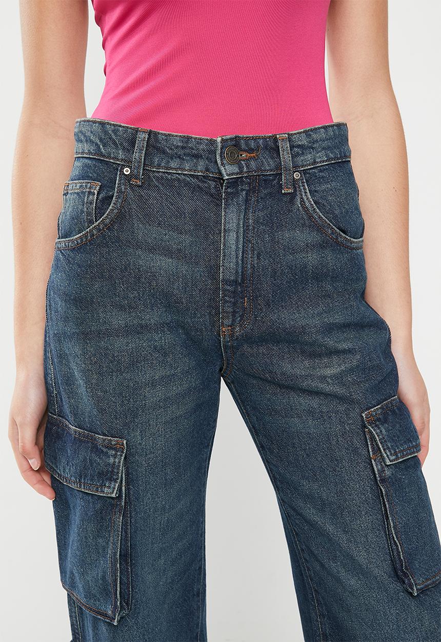 Cotton On - Cargo wide leg jean - indigo desert