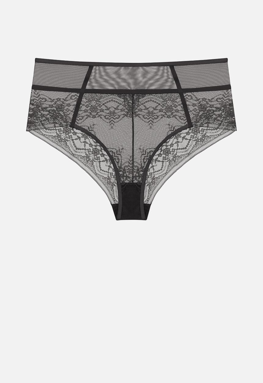 Janet Reger - Statement wildflower high waisted brief - graphite