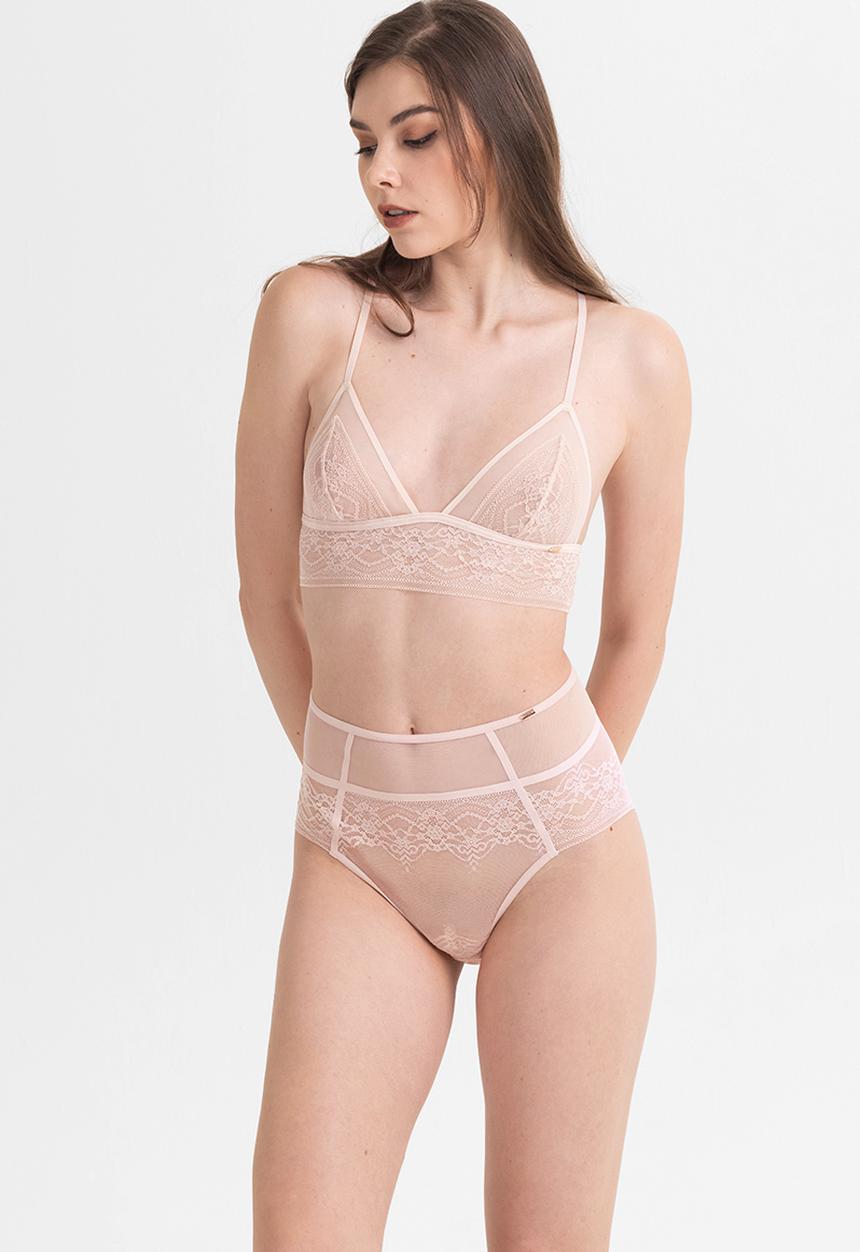 Janet Reger - Statement wildflower high waisted brief - rose quartz