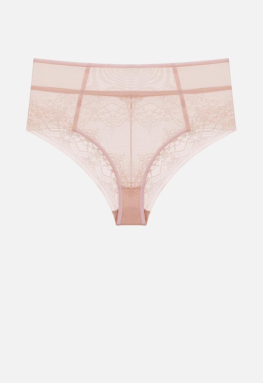 Janet Reger - Statement wildflower high waisted brief - rose quartz
