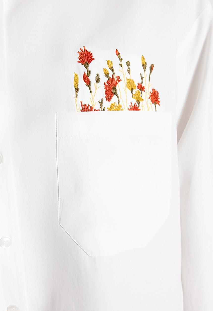 Trendyol - Modest embroidery regular shirt - ecru