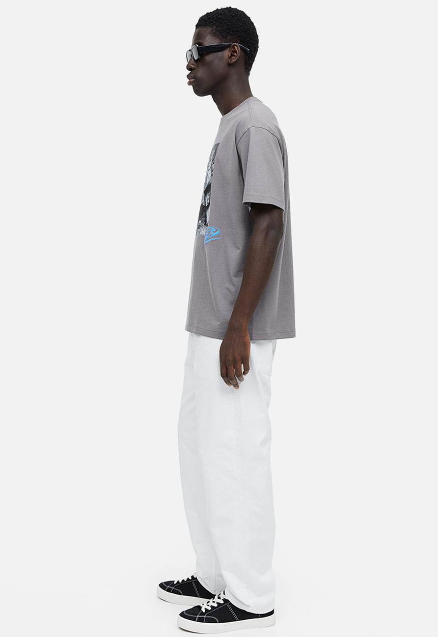 H&M - Relaxed fit printed T-shirt - grey 