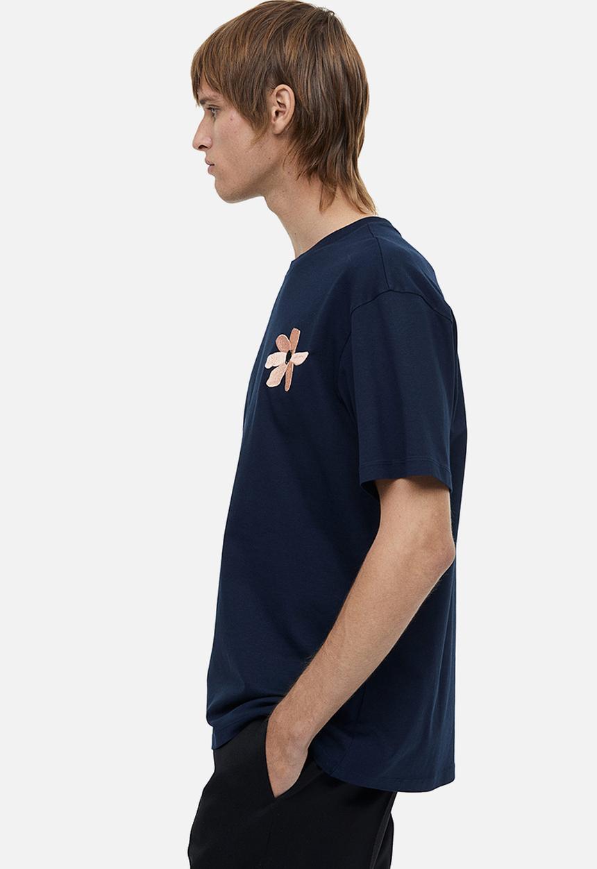 H&M - Relaxed fit printed T-shirt - dark blue/flower