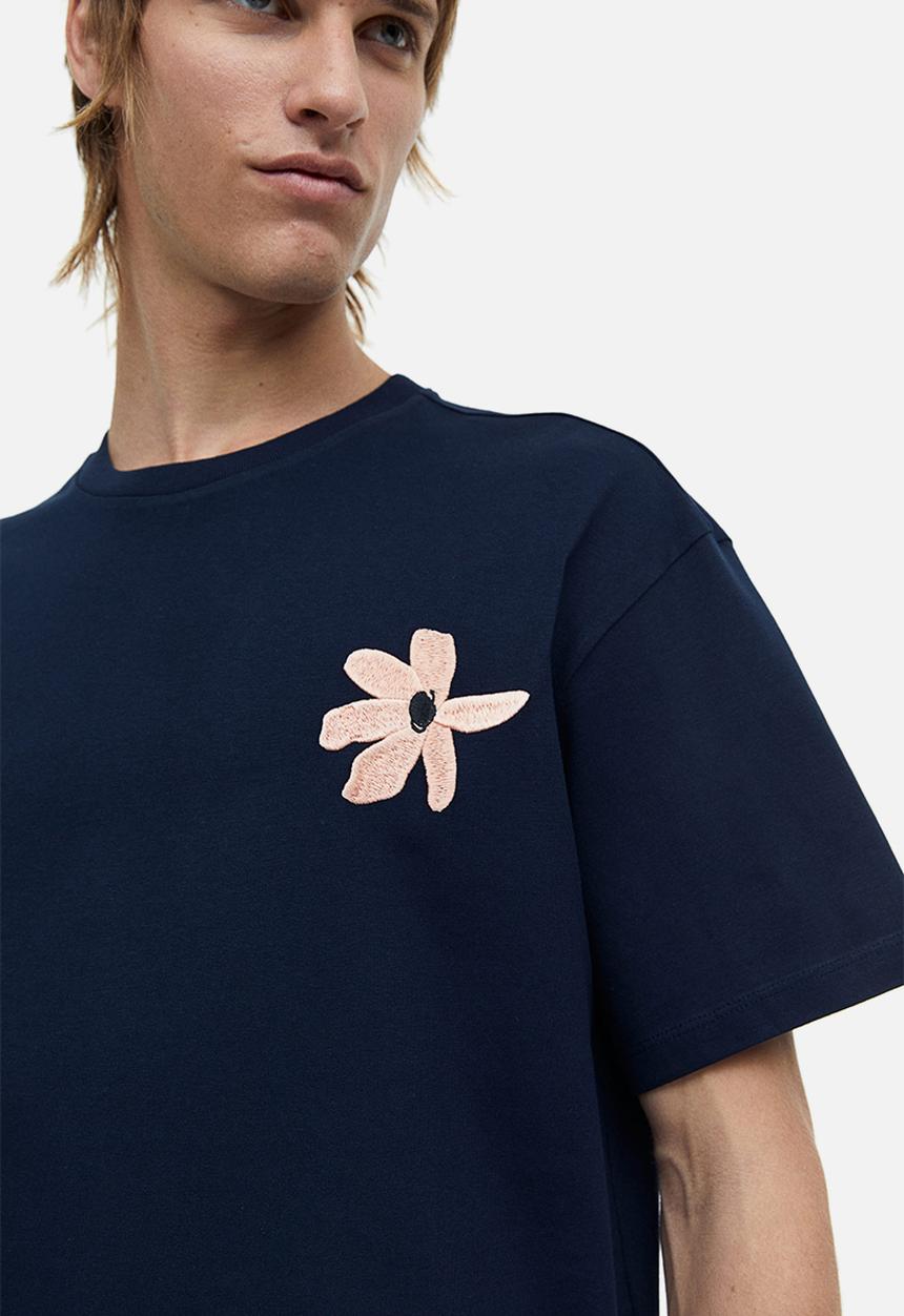 H&M - Relaxed fit printed T-shirt - dark blue/flower