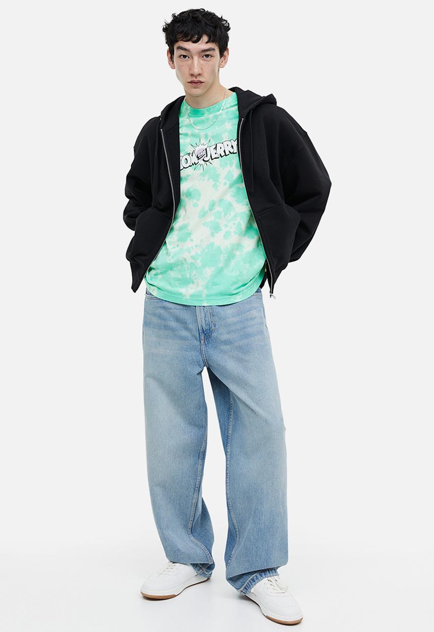 H&M - Relaxed fit printed T-shirt - mint green/tom and jerry 