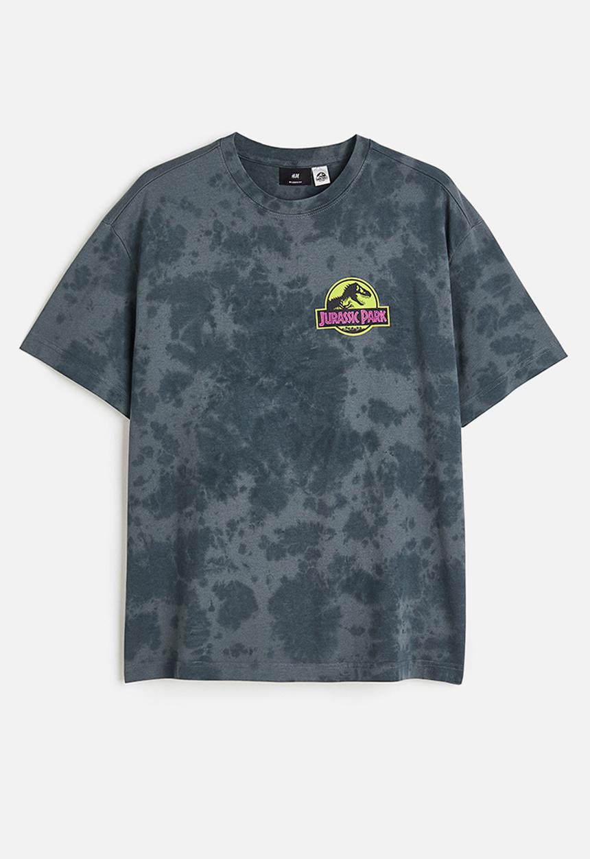H&M - Relaxed fit printed T-shirt - dark grey/jurassic world