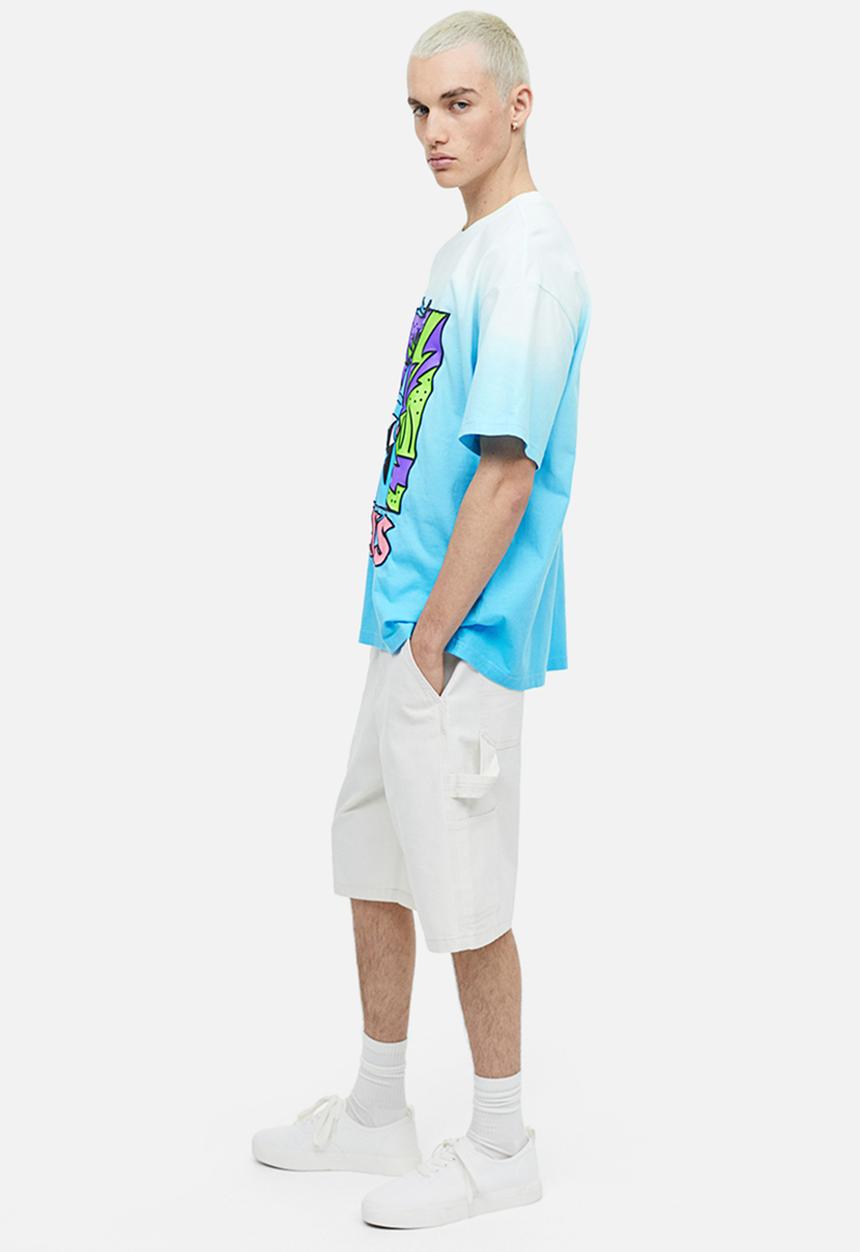 H&M - Relaxed fit printed T-shirt - light blue/jaws