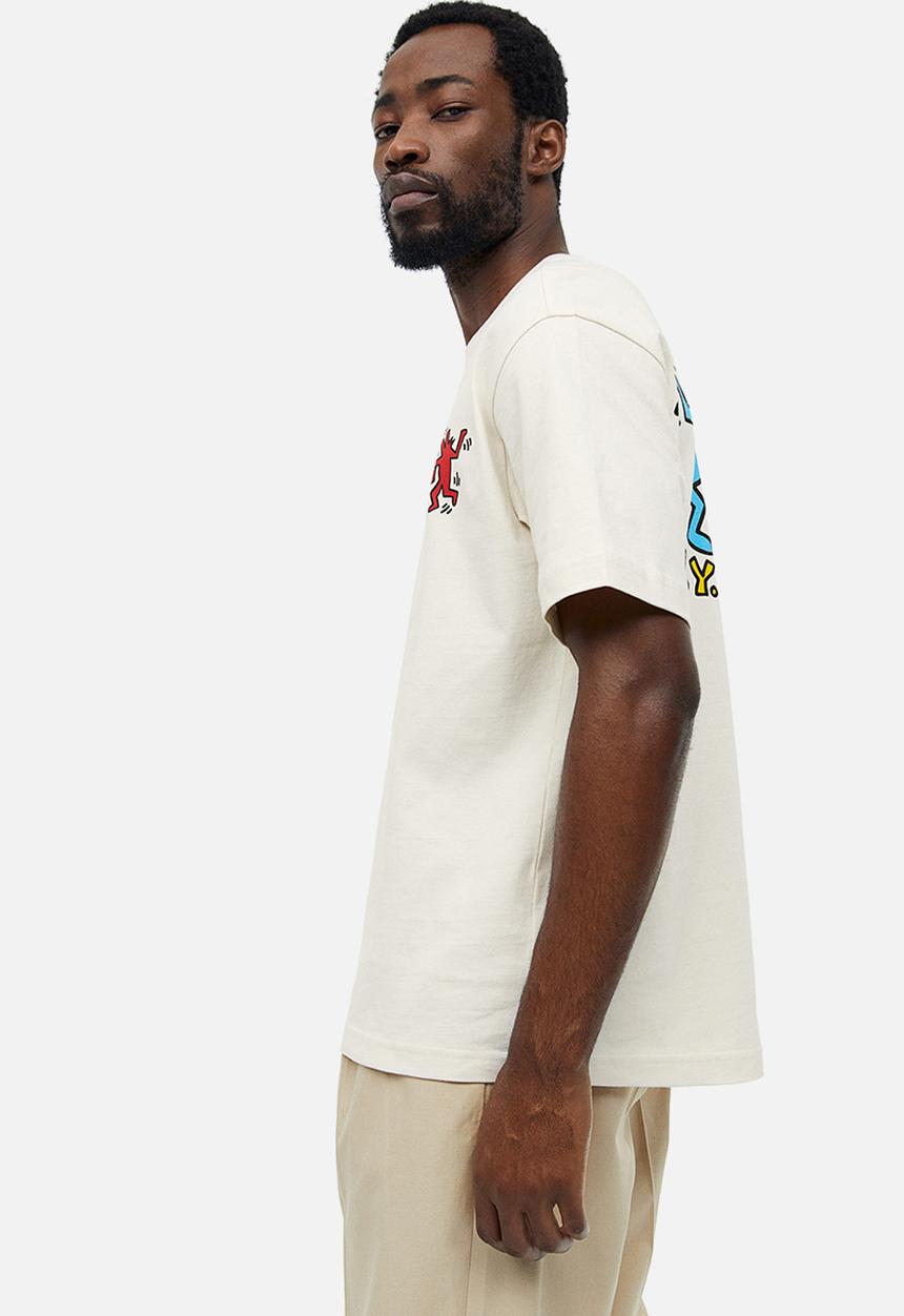 H&M - Relaxed fit printed T-shirt - cream/keith haring 