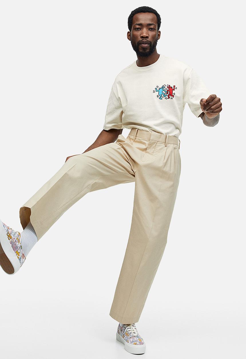 H&M - Relaxed fit printed T-shirt - cream/keith haring 