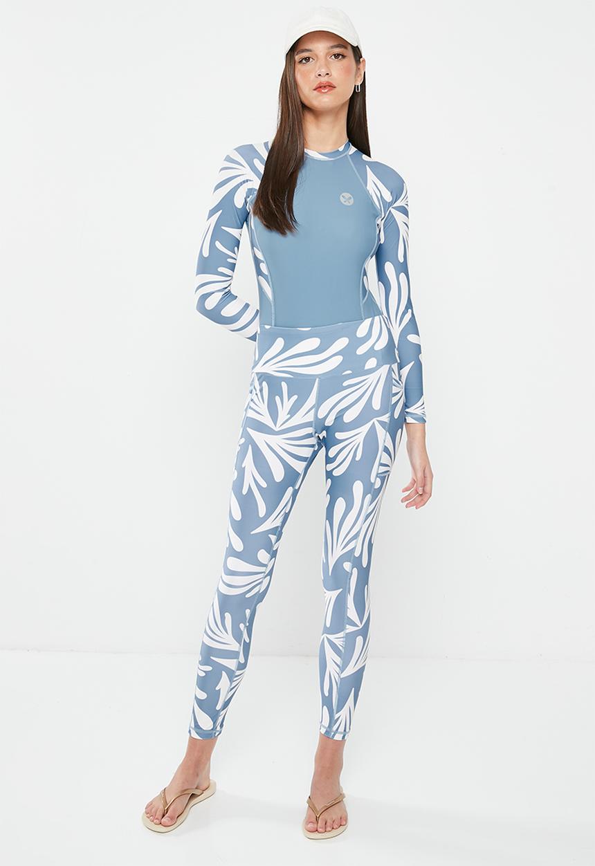 Lizzy - Kohana elasticated leggings - blue matisse leaf