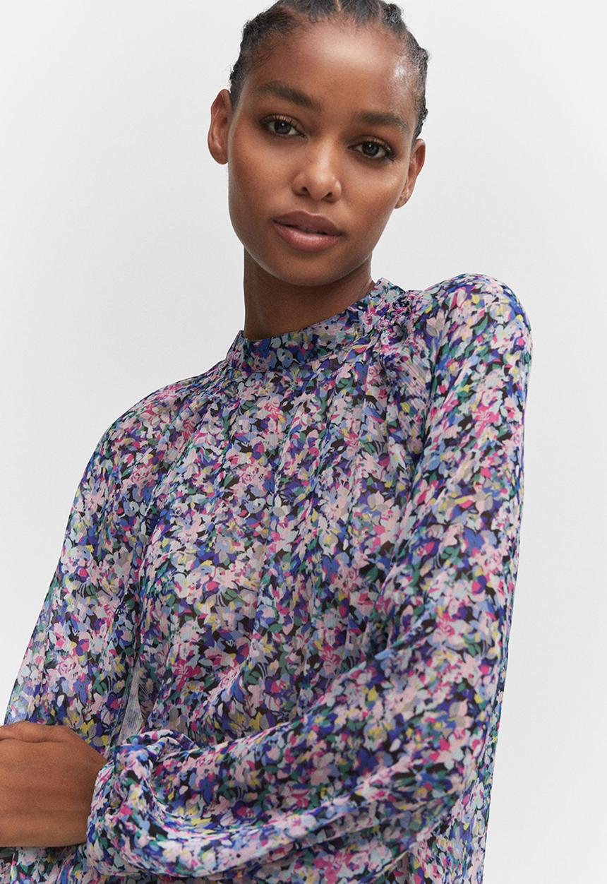 MANGO - Blouse flor - blue