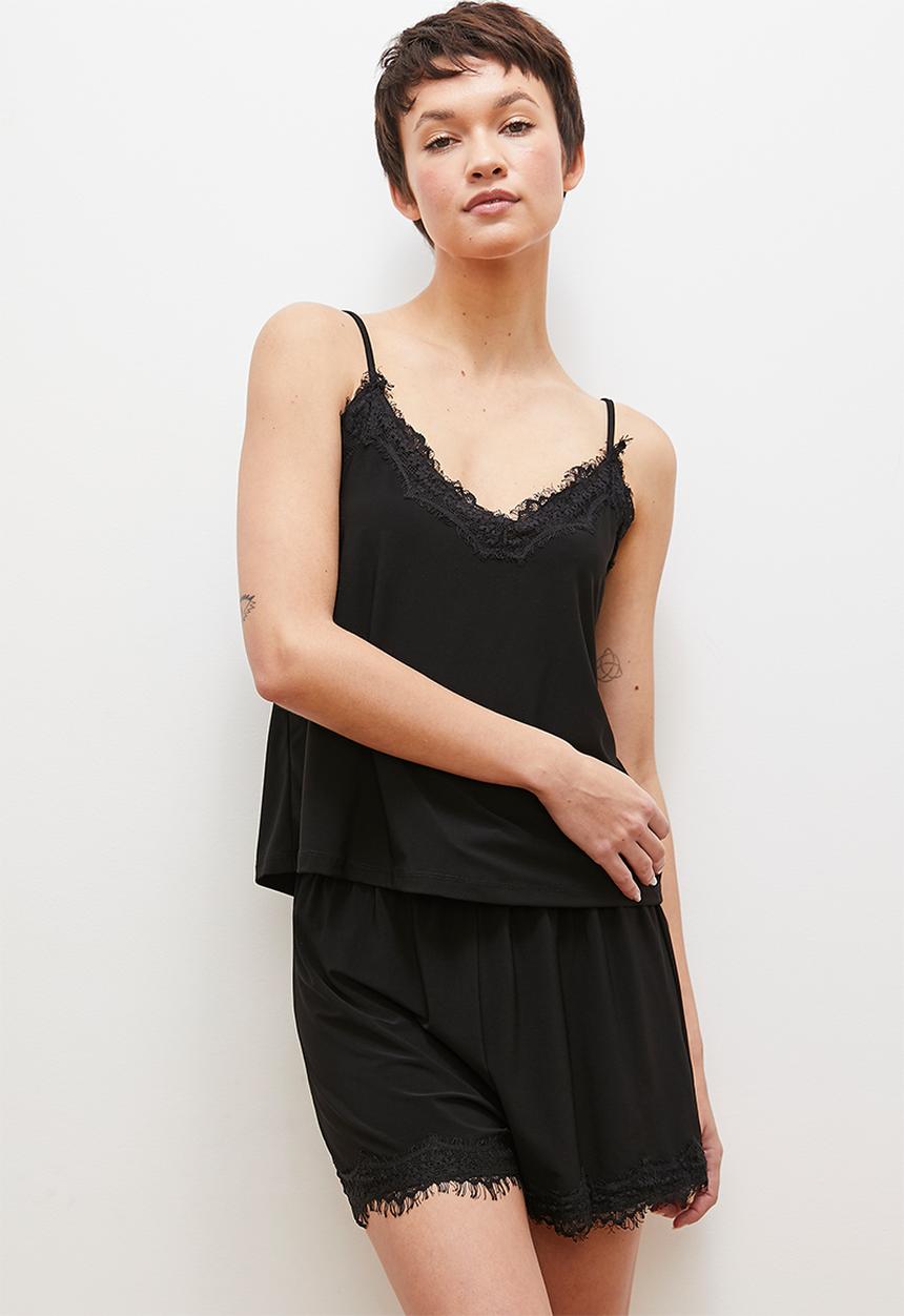 edit - Slinky cami & short - black