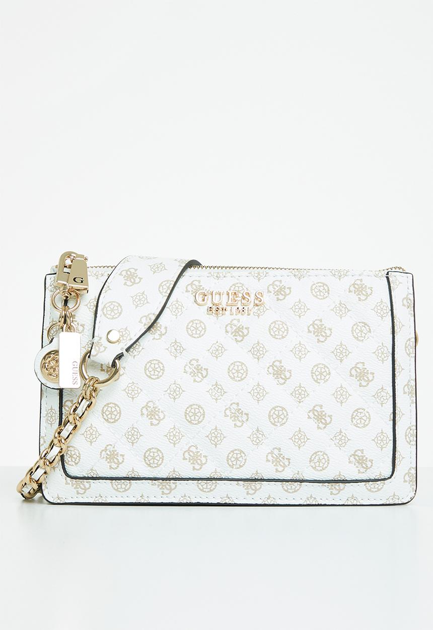 GUESS - Abey multi compartment shoulder bag - white logo