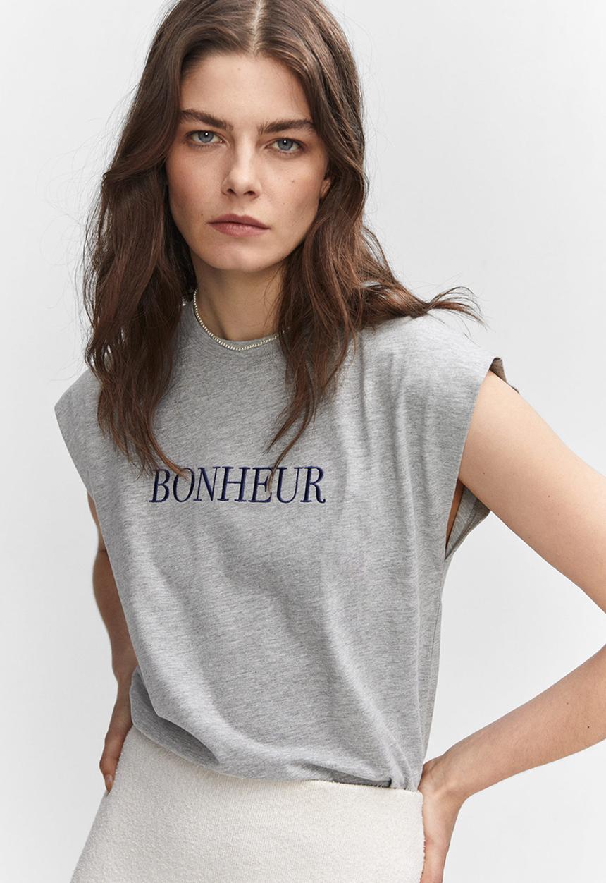 MANGO - T-shirt iris-h - light pastel grey