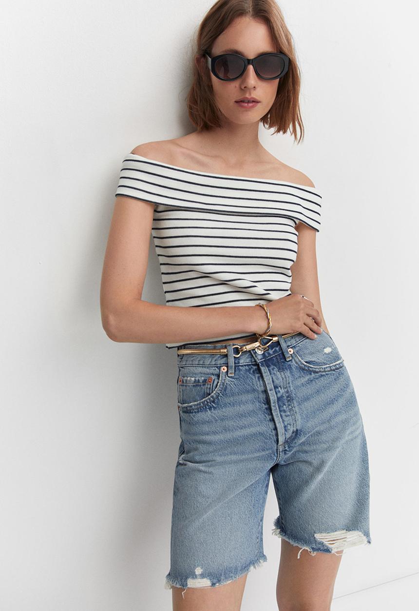 MANGO - T-shirt berta-h - off white