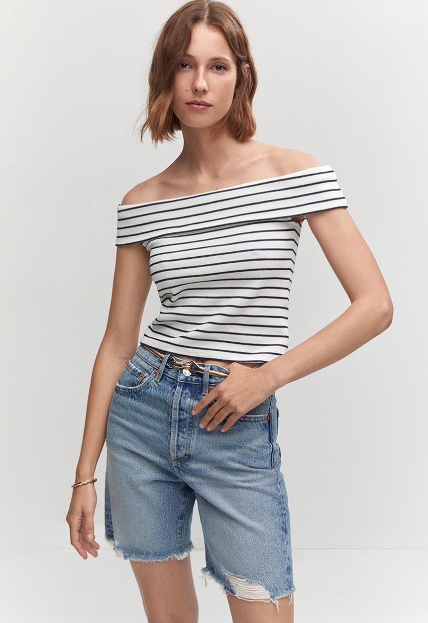 MANGO - T-shirt berta-h - off white