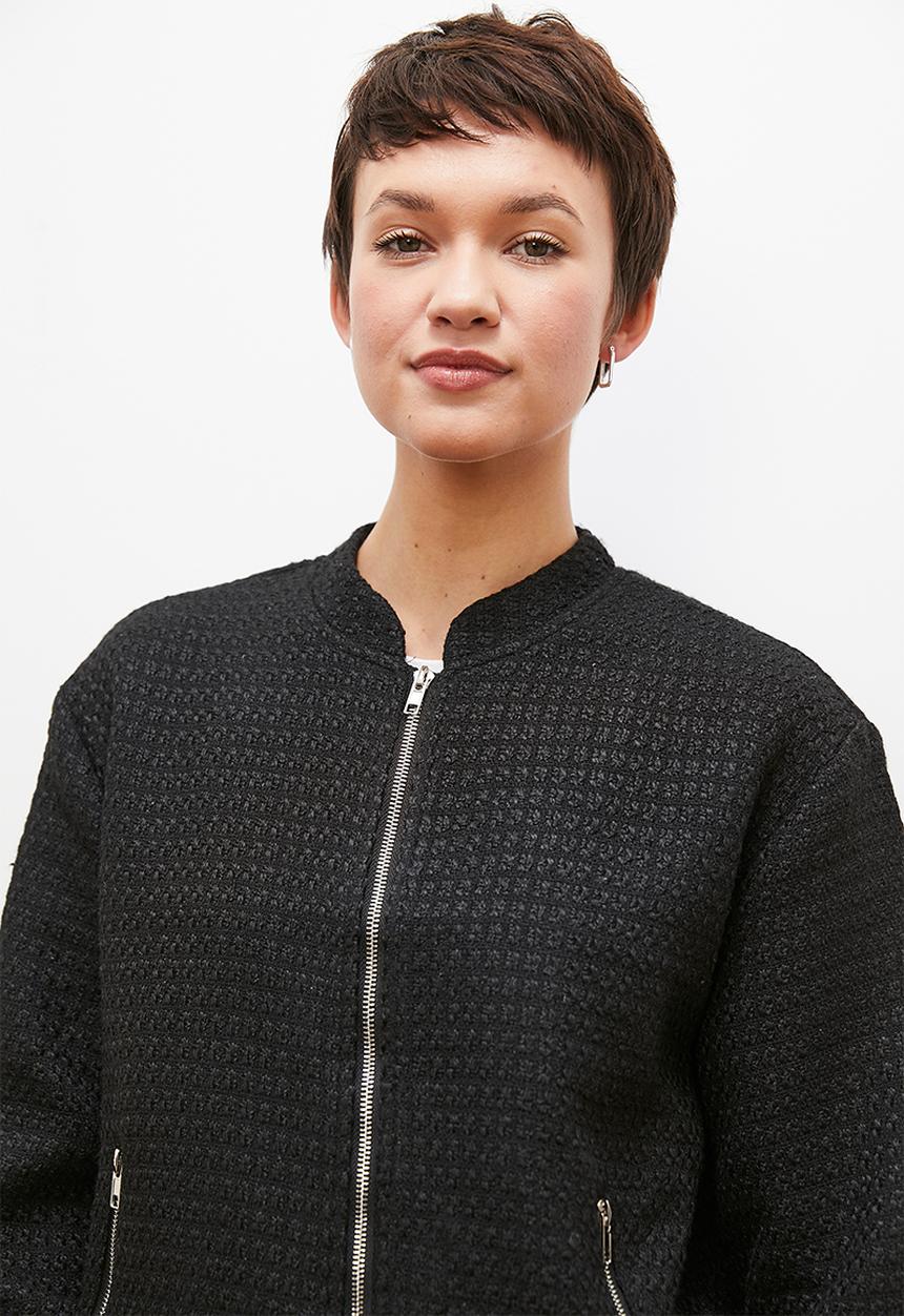edit - Tweed bomber - black