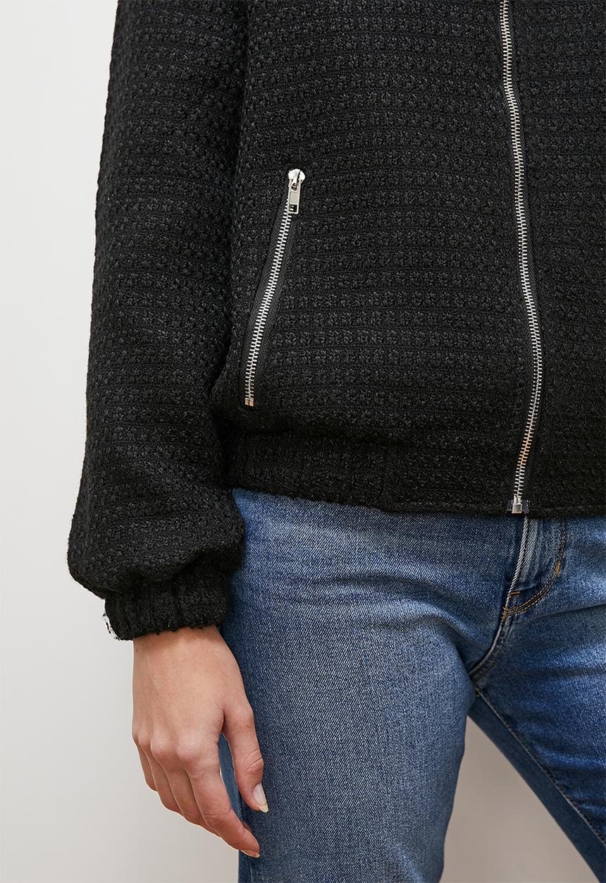 edit - Tweed bomber - black