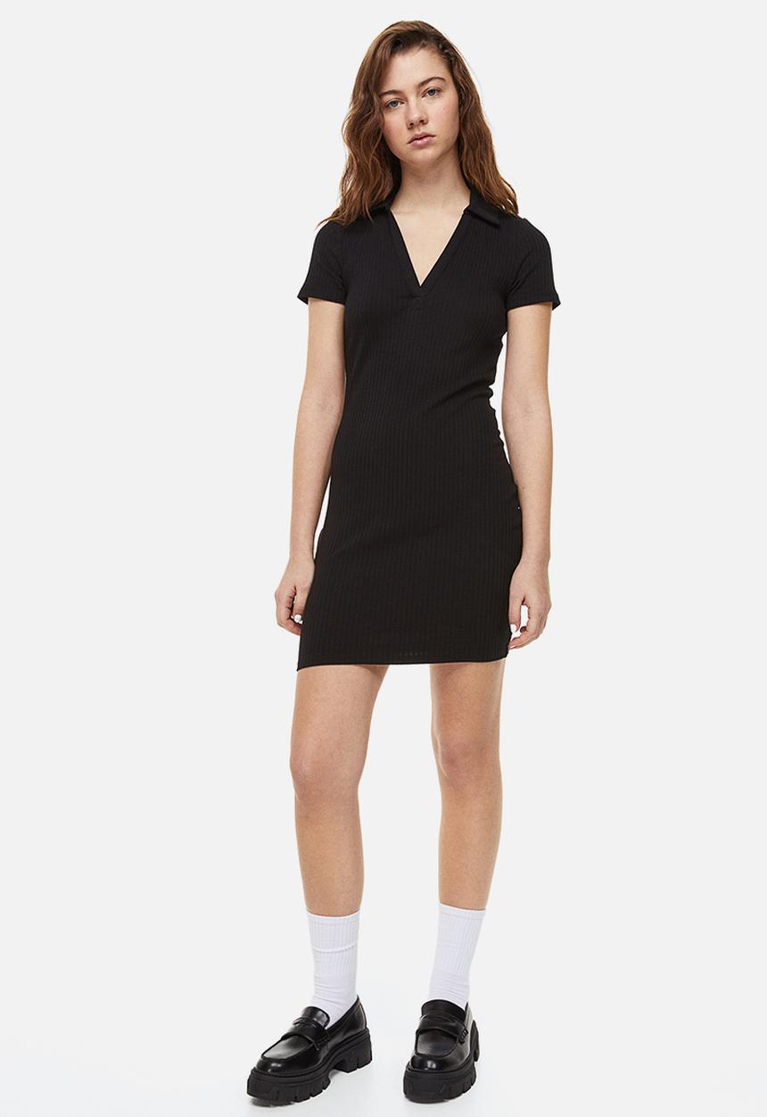 H&M - Collared jersey dress - black