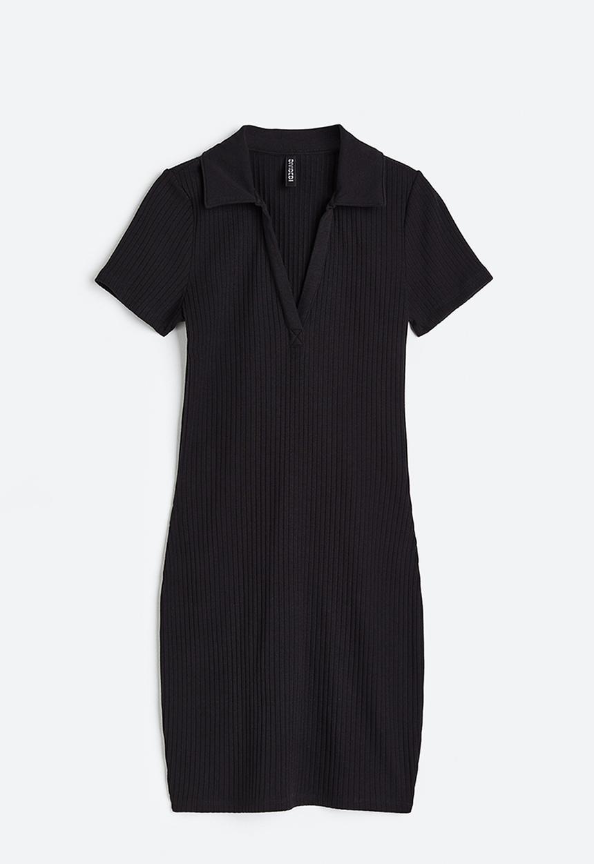 H&M - Collared jersey dress - black