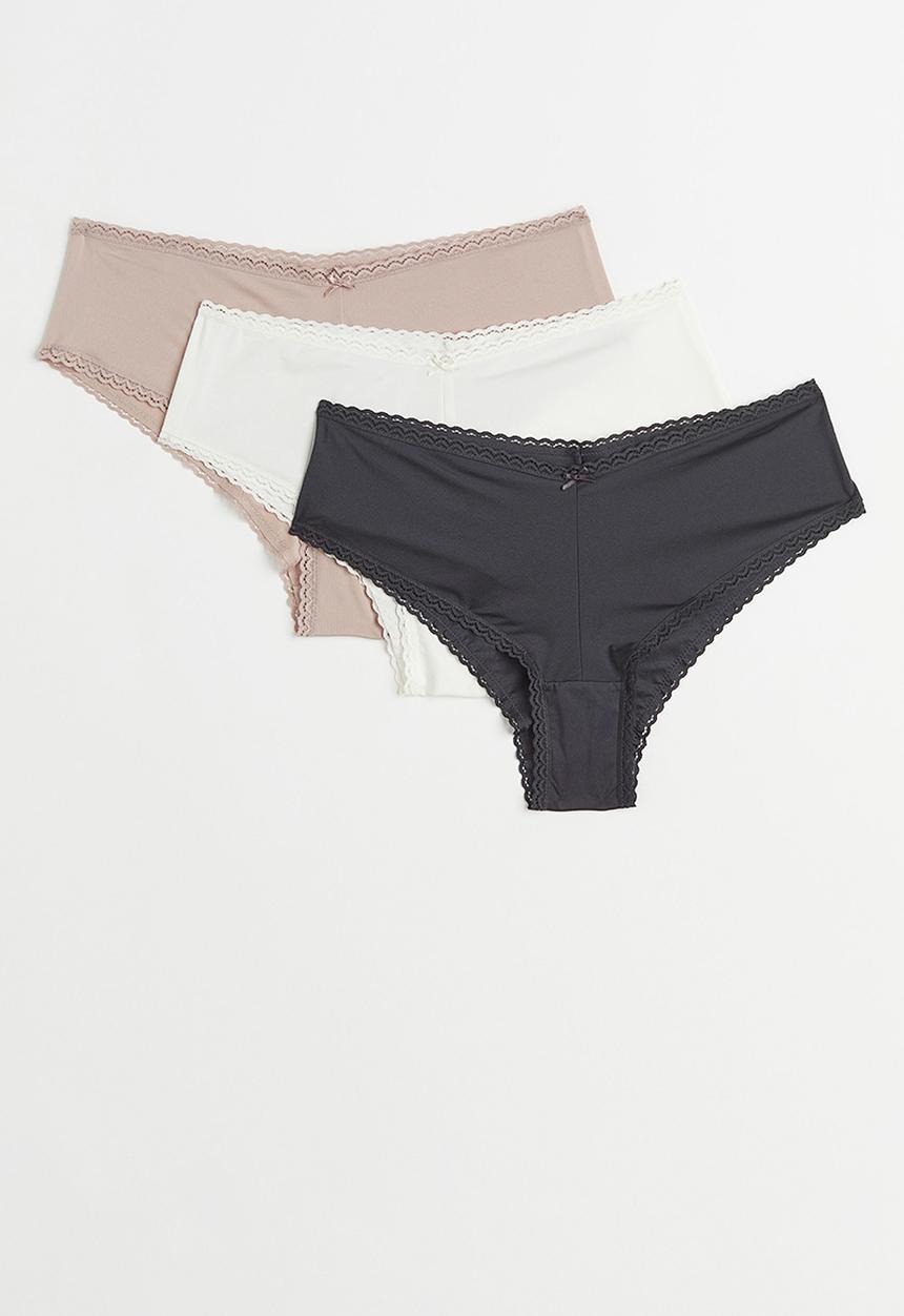 H&M - 3-Pack hipster briefs - dark grey/powder pink 