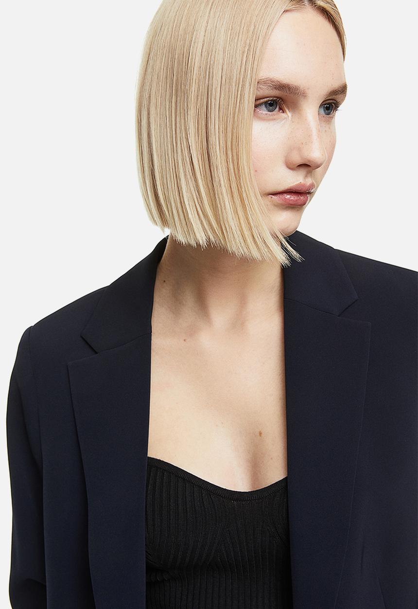 H&M - Gathered-sleeve jacket - navy blue 