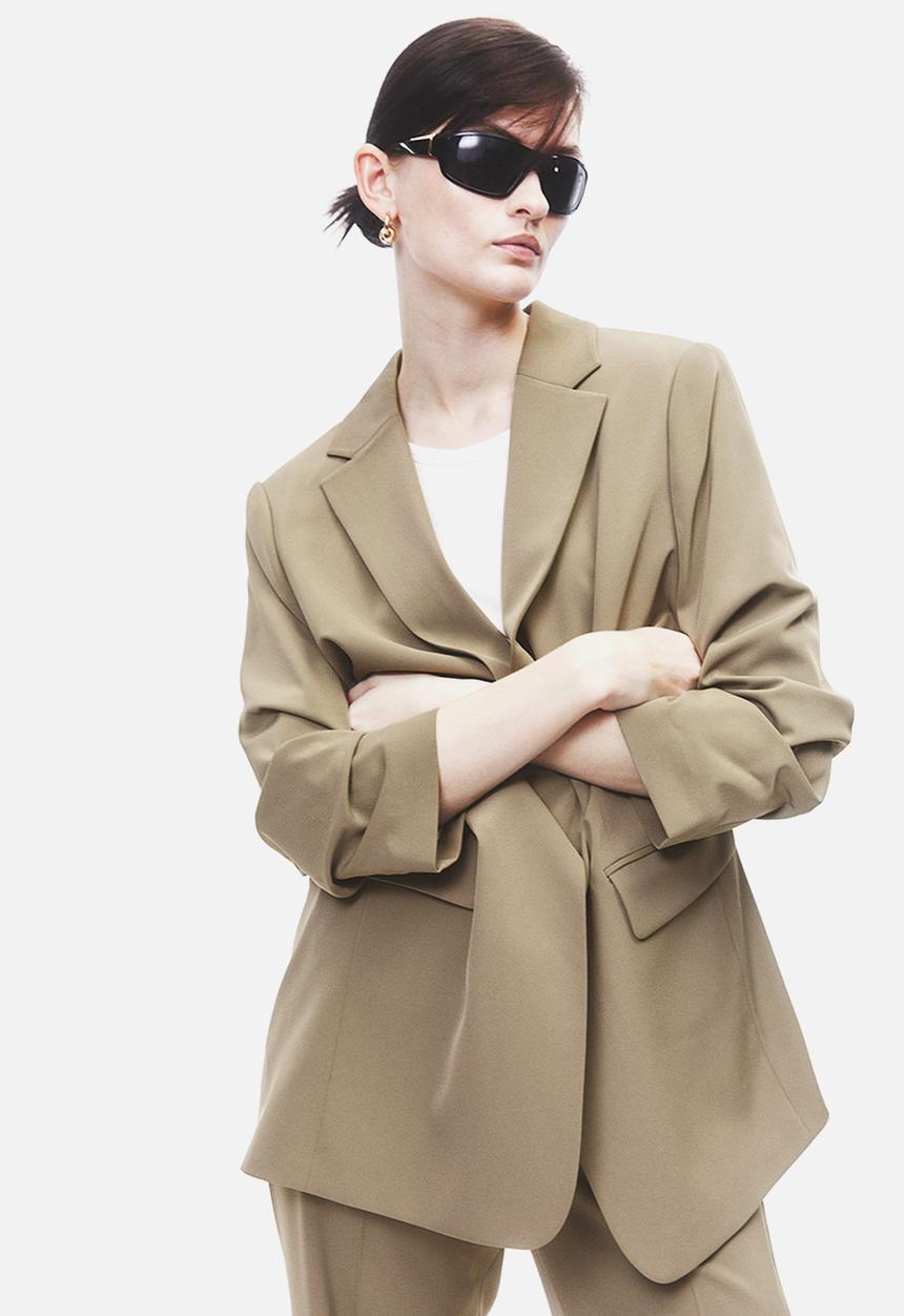 H&M - Gathered-sleeve jacket - dark beige