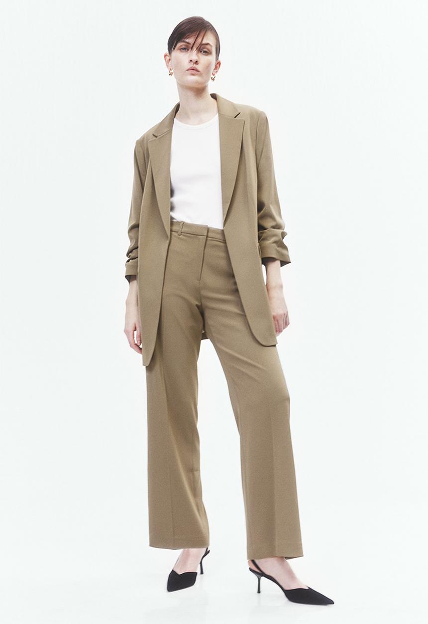 H&M - Gathered-sleeve jacket - dark beige