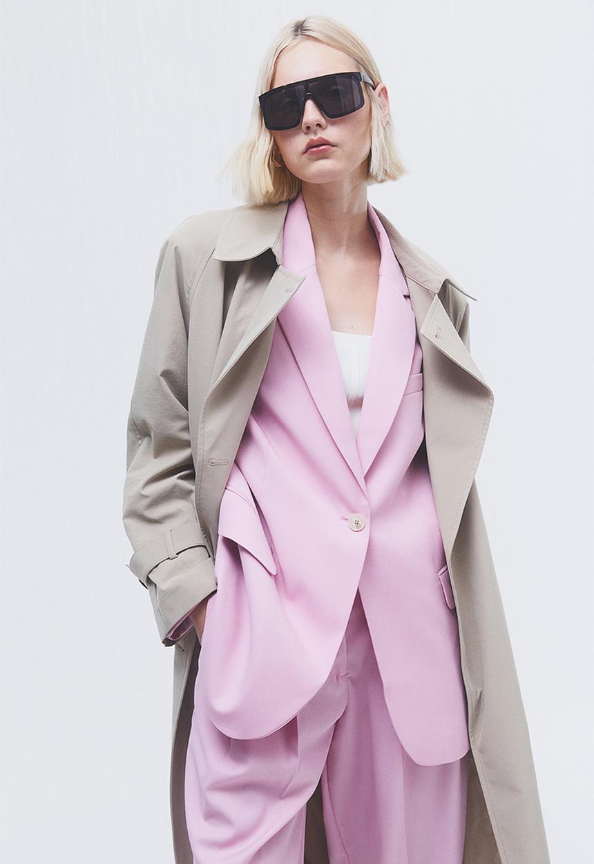 H&M - Oversized single-breasted blazer - light pink 