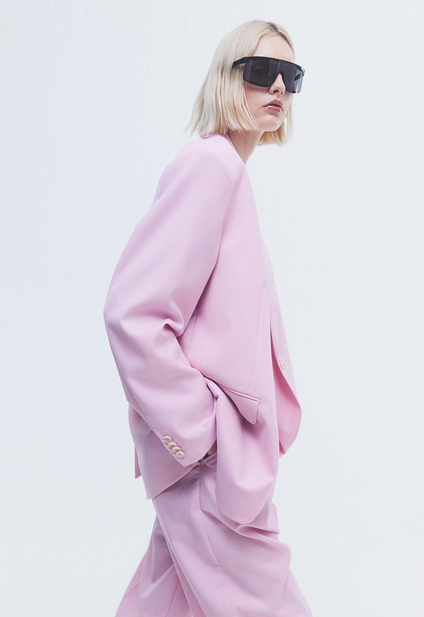 H&M - Oversized single-breasted blazer - light pink 