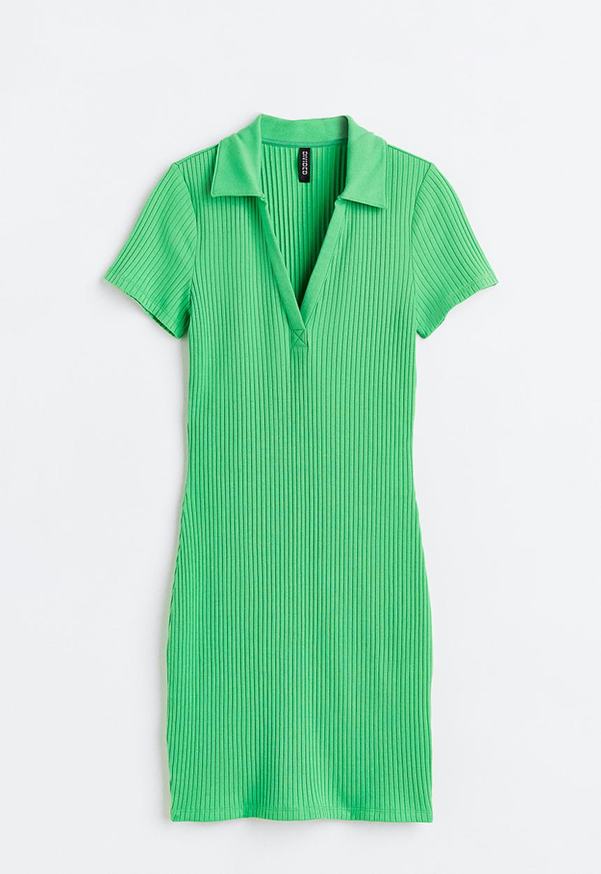 H&M - Collared jersey dress - bright green