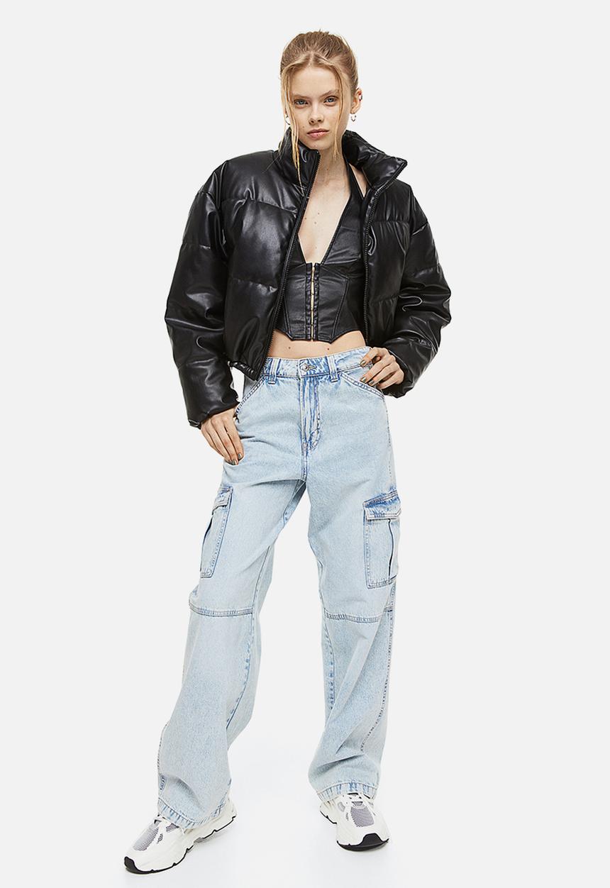 H&M - 90s baggy high cargo jeans - light denim blue 
