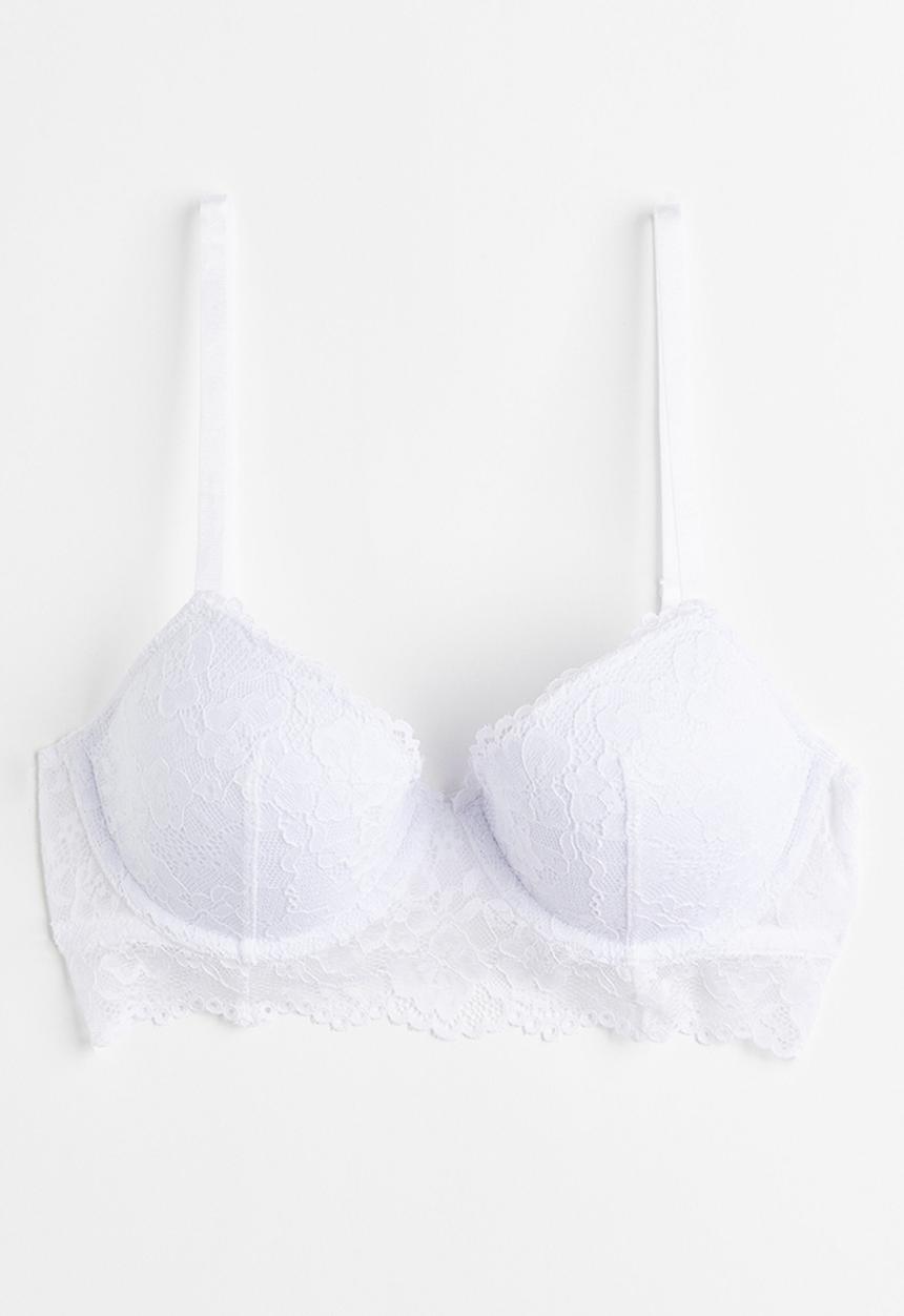 H&M - Padded underwired lace bra - white