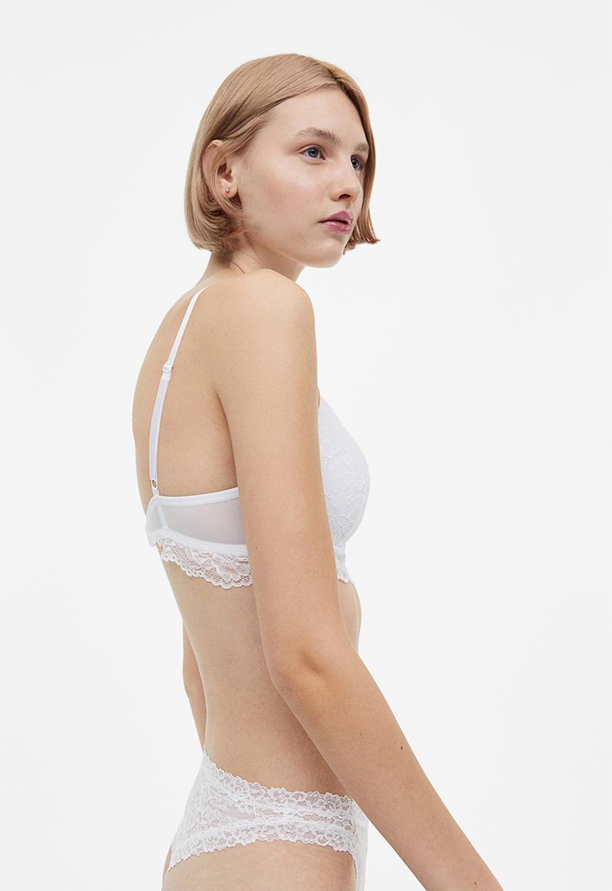 H&M - Padded underwired lace bra - white