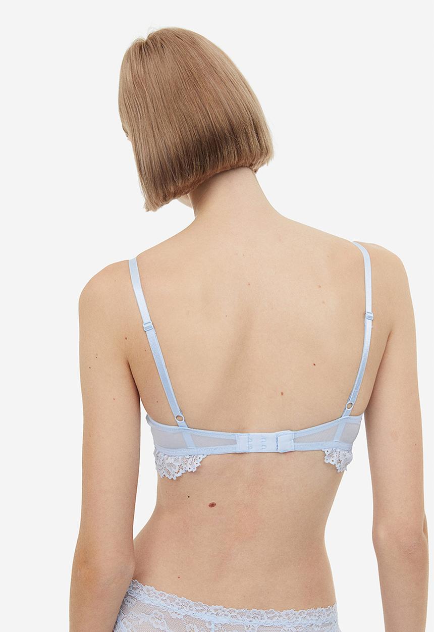 H&M - Padded underwired lace bra - blue