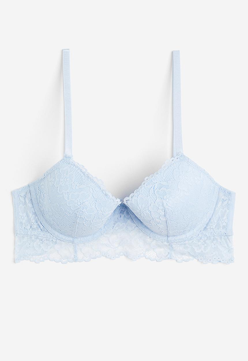 H&M - Padded underwired lace bra - blue