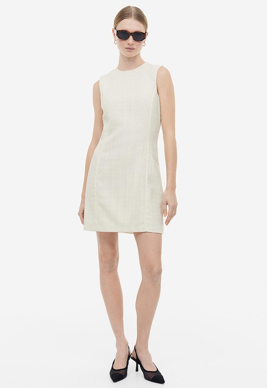 H&M - Sleeveless bouclé dress - cream