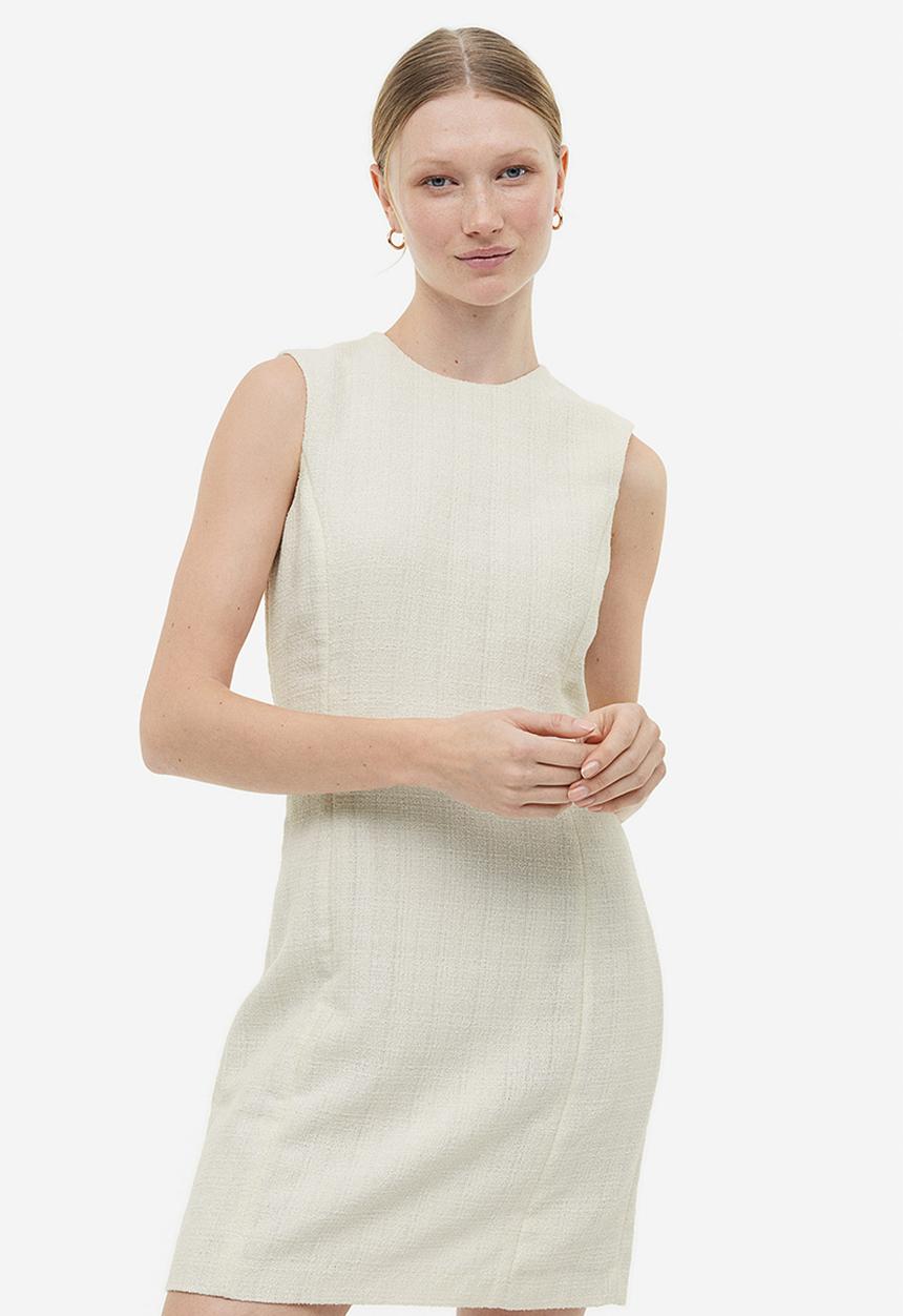 H&M - Sleeveless bouclé dress - cream
