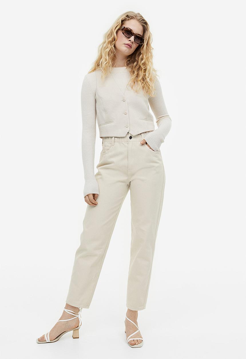 H&M - High waist twill trousers - light beige