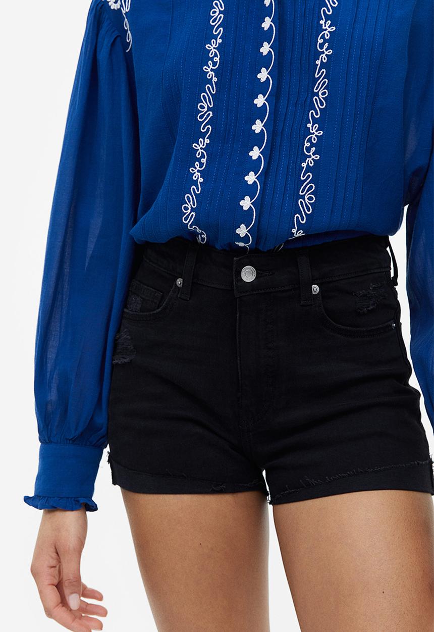H&M - Slim regular denim shorts - nearly black
